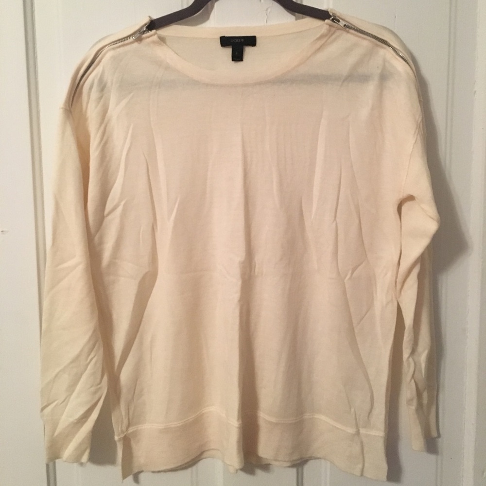 J. Crew Small Cream Sweater with Zippered Detail